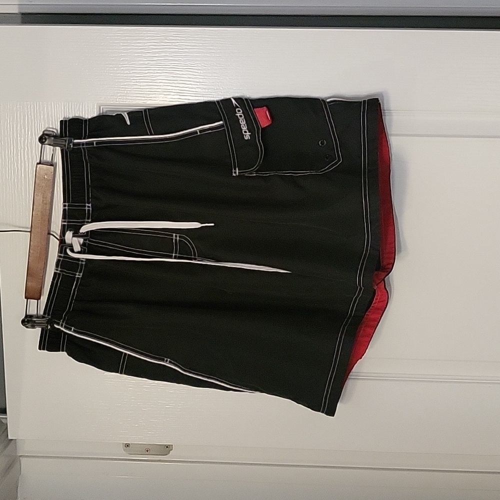 Speedo Swim Trunks - GUC - size LG - red, black, white